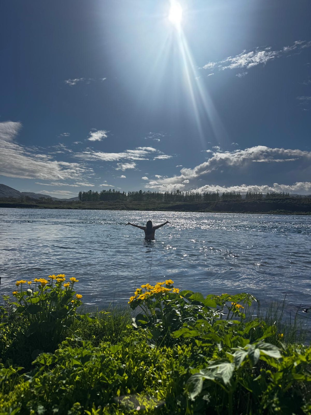 Dr. Julia König in einem Fluss in Süd-Island